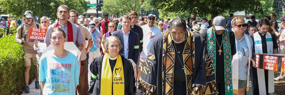 Faith leaders, including Bishop William Barber, and people who would be directly impacted by the so-called Big Beautiful Bill, participated in a Moral Monday