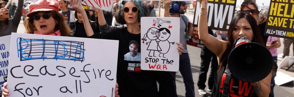 Families And Supporters Of Hostages Protest Outside US Embassy