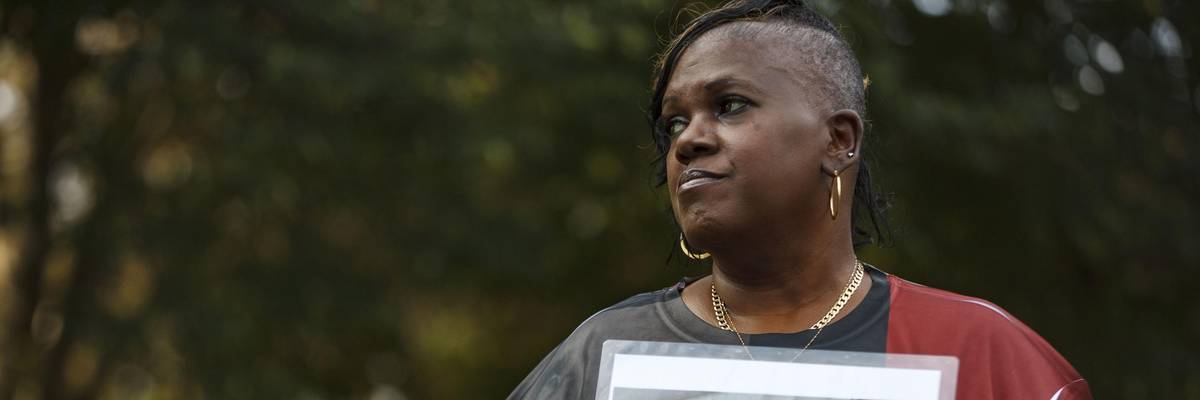 Family hold a rally to call for justice for Fredreca Ford, 29, an inmate at the Franklin County Correction Center on Jackson Pike in Columbus, Ohio, who was found unconscious in her cell on June 26, 2021, and later died that day.