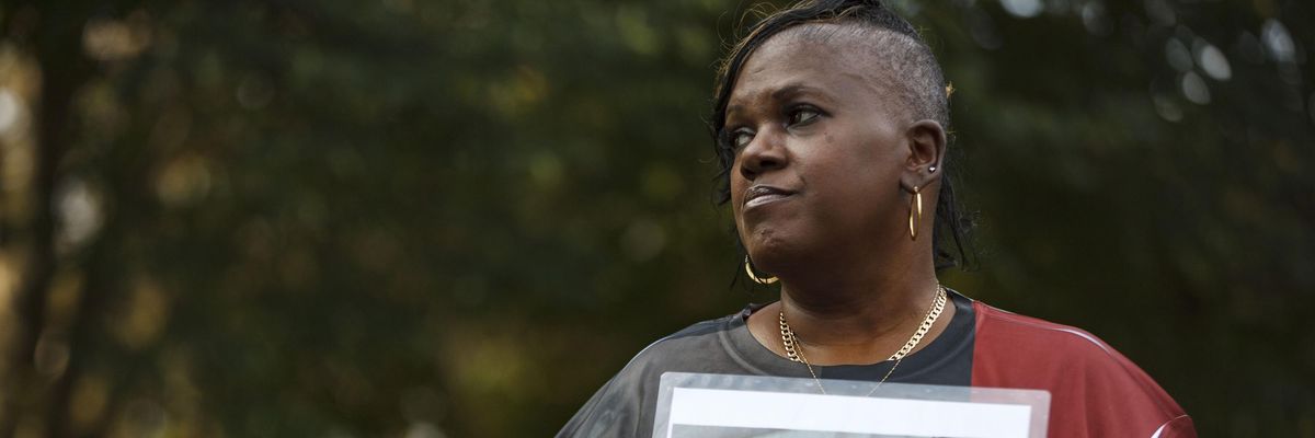 Family hold a rally to call for justice for Fredreca Ford, 29, an inmate at the Franklin County Correction Center on Jackson Pike in Columbus, Ohio, who was found unconscious in her cell on June 26, 2021, and later died that day. 