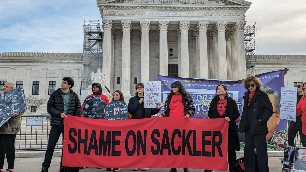 Family members who lost loved ones to the opioid epidemic rallied at the U.S. Supreme Court