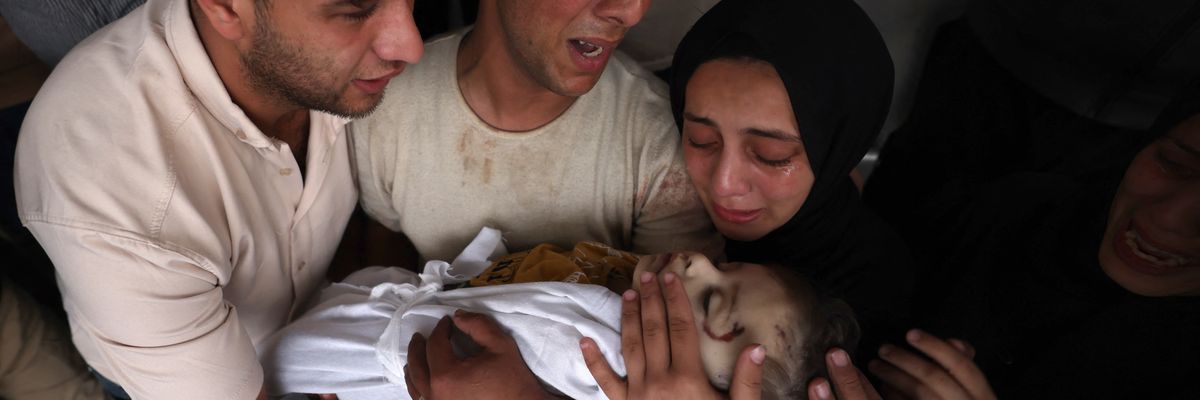 Family mourns child in Rafah.