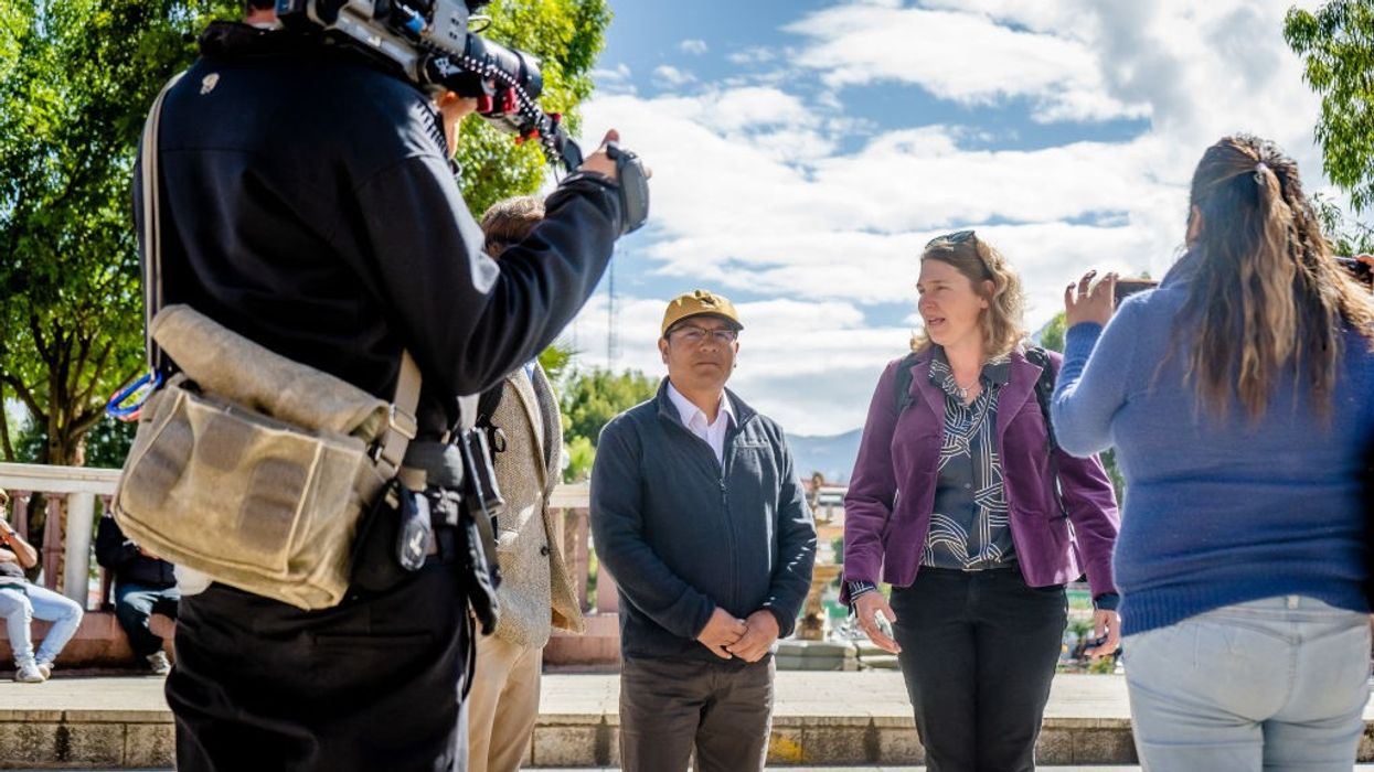 Farmer Saúl Luciano Lliuya arrives for a court hearing in Peru