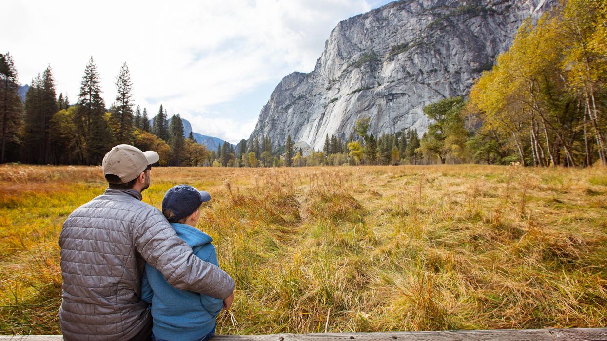Father and son in Yosemite National Park.