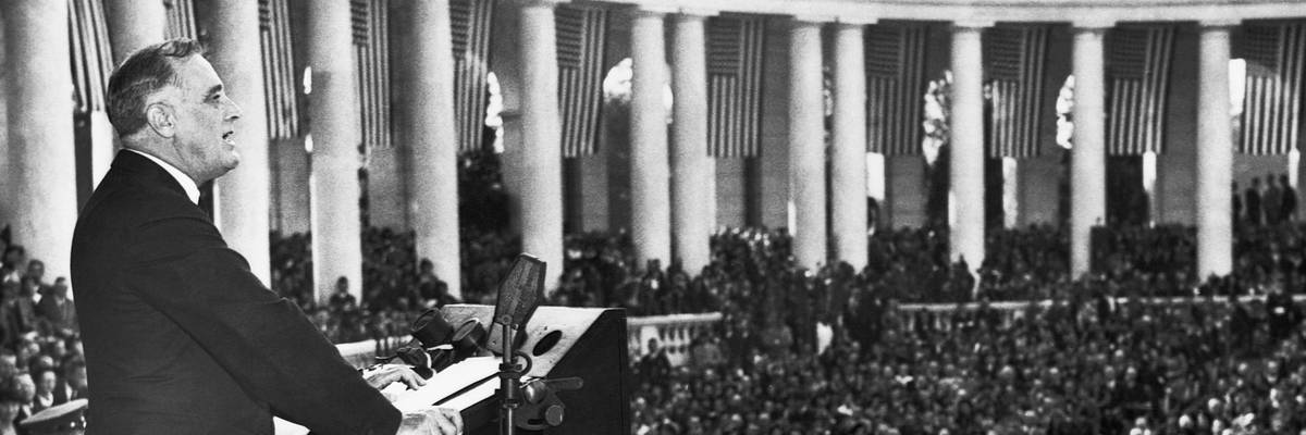 FDR delivers speech.