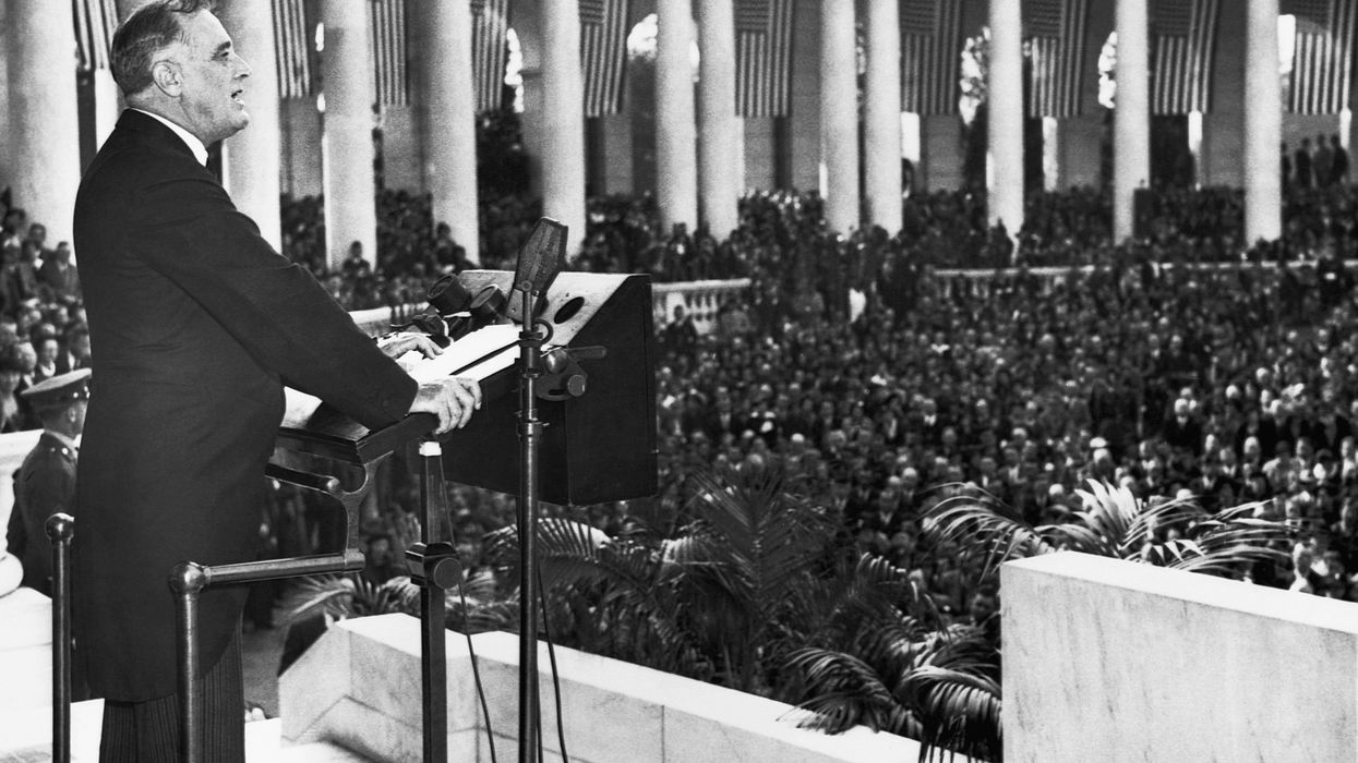 FDR delivers speech.