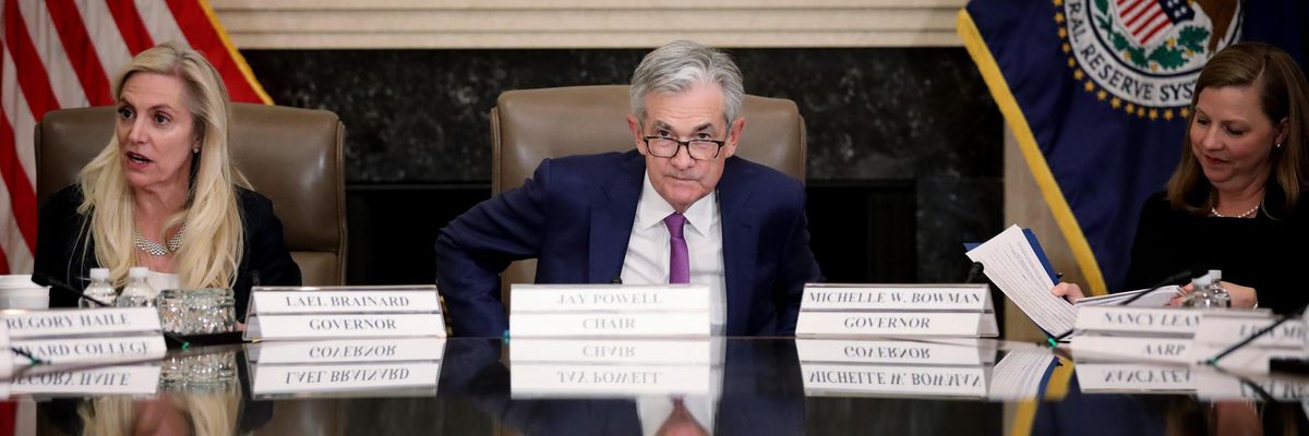 Fed Chair Jerome Powell attends a meeting