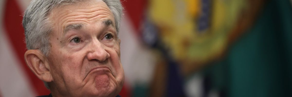Fed Chair Jerome Powell listens during an open session of a Financial Stability Oversight Council meeting
