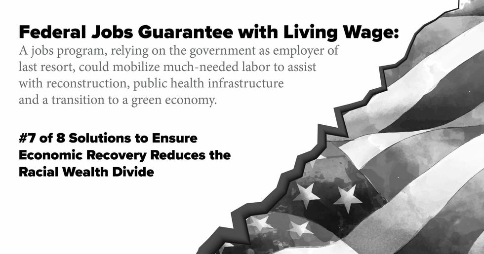Federal Jobs Guarantee with Living Wage. A jobs program, relying on the government as employer of last resort, could mobilize much-needed labor to assist with reconstruction, public health infrastructure and a transition to a green economy.