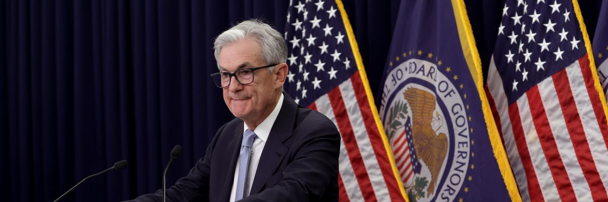 Federal Reserve Board Chairman Jerome Powell holds a news conference following a Federal Open Market Committee meeting on March 22, 2023 in Washington, D.C. 