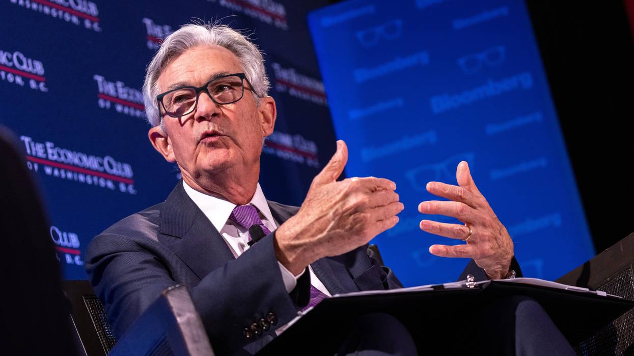 Federal Reserve Board Chairman Jerome Powell speaks during an interview