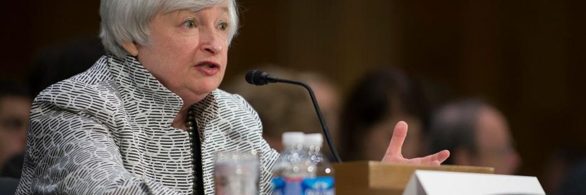 Federal Reserve Chair Janet Yellen speaks to Congress.