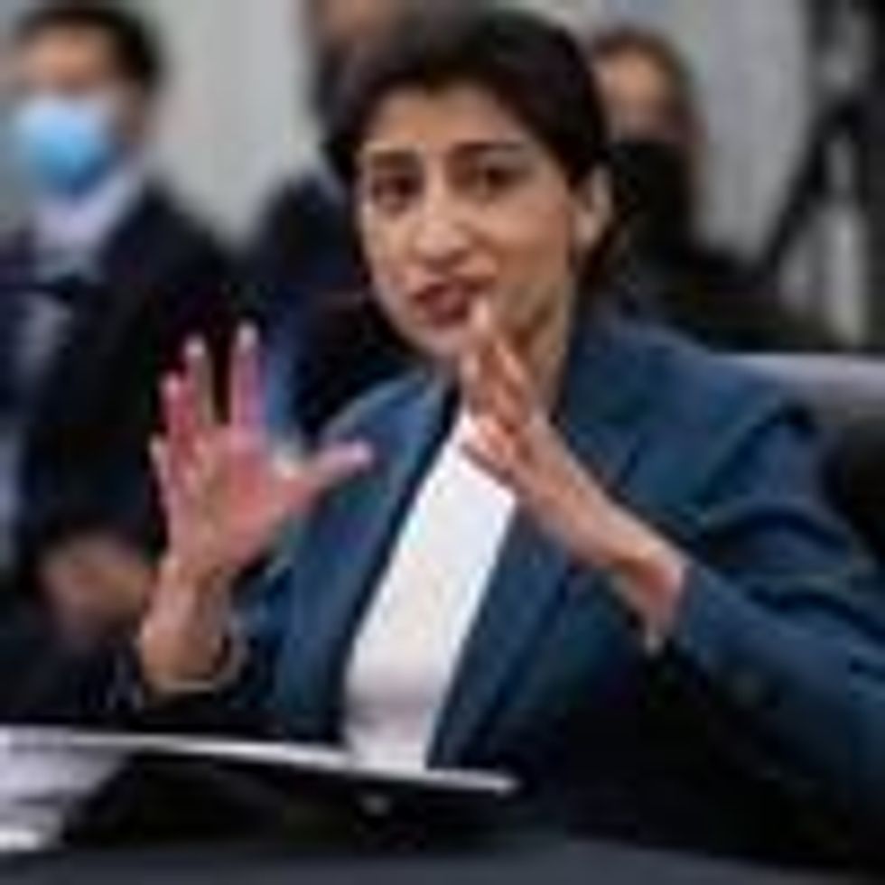 Federal Trade Commission Chair Lina Khan testifies during a Senate Committee on Commerce, Science, and Transportation hearing on Capitol Hill in Washington, D.C. April 21, 2021. (Photo: Graeme Jennings/Pool/AFP via Getty Images)