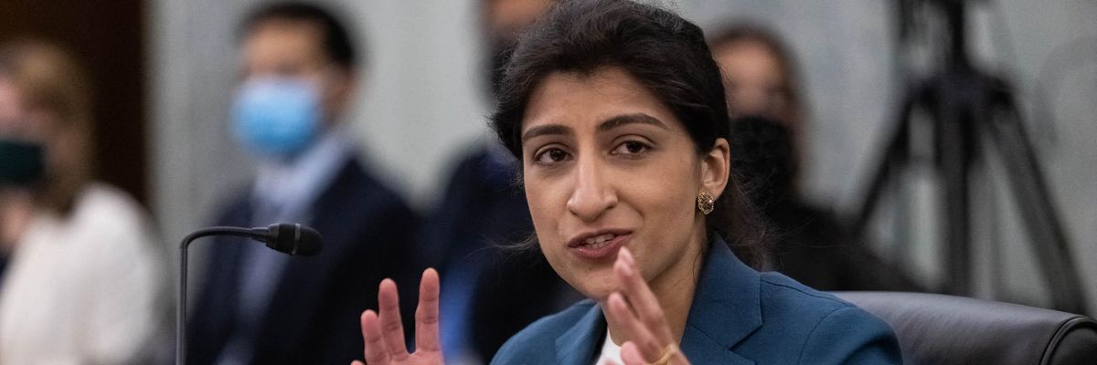 Federal Trade Commission Chair Lina Khan testifies during a Senate Committee on Commerce, Science, and Transportation hearing on Capitol Hill in Washington, D.C. April 21, 2021. (Photo: Graeme Jennings/Pool/AFP via Getty Images)