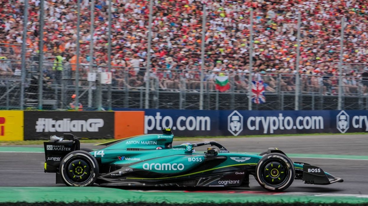 Fernando Alonso drives a car sponsored by Aramco