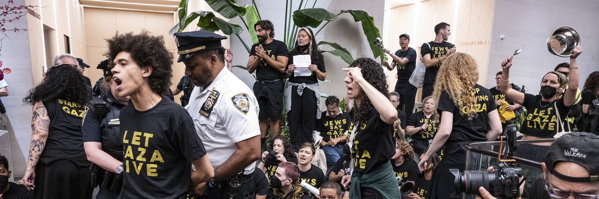 Fifty protesters were arrested at the Manhattan offices of U.S. Sens. Kirsten Gillibrand and Chuck Schumer