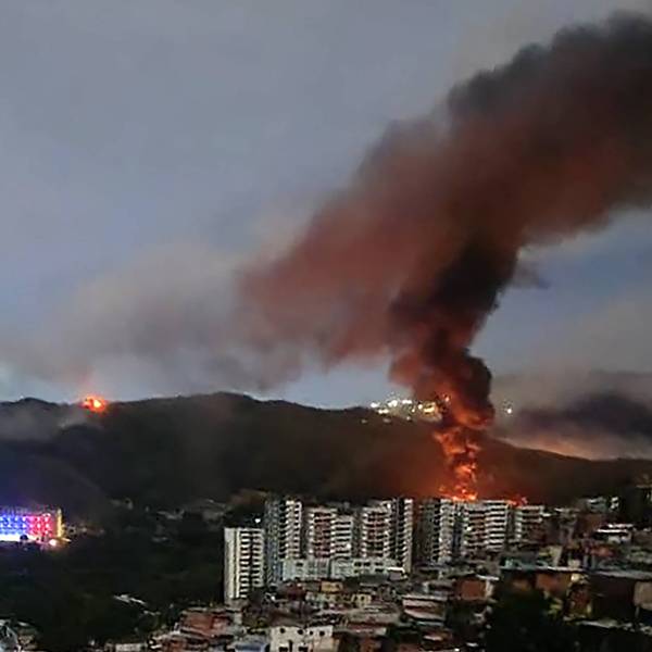 Fire in Venezuela due to Trump's attack.
