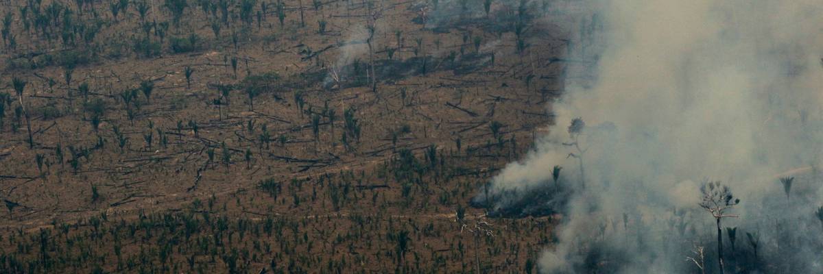 Fire used to clear land in Amazon rainforest.