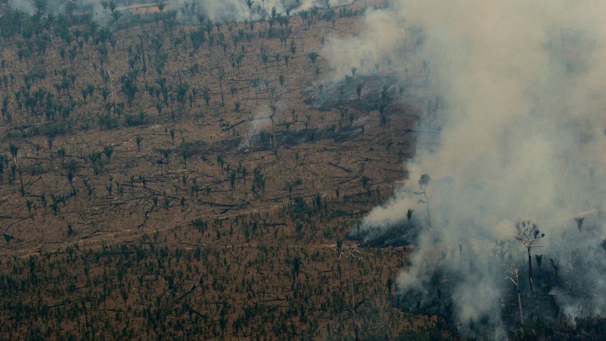 Fire used to clear land in Amazon rainforest.
