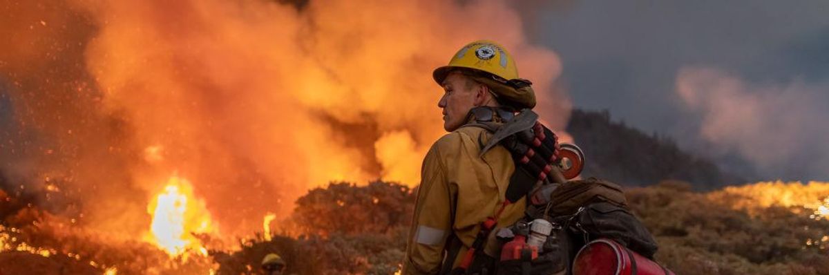 Firefighter during Caldor fire in California