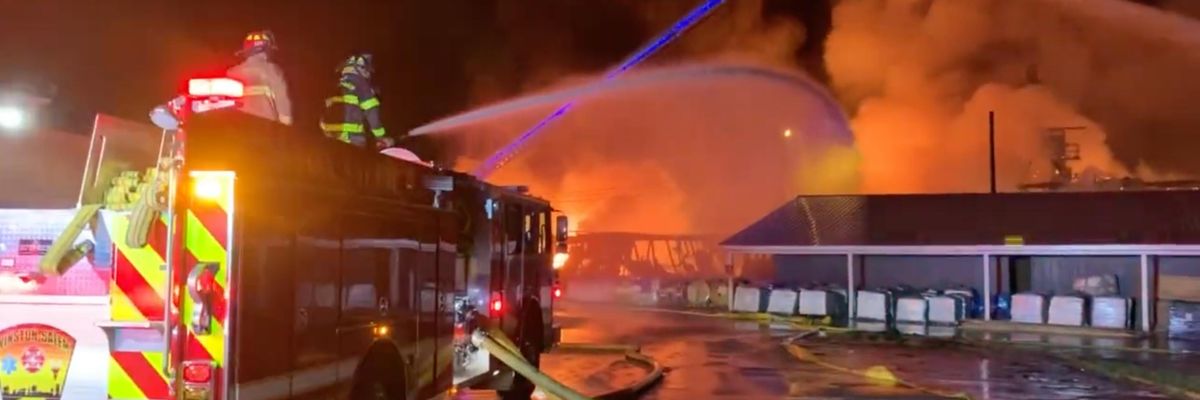 Firefighters at fertilizer plant
