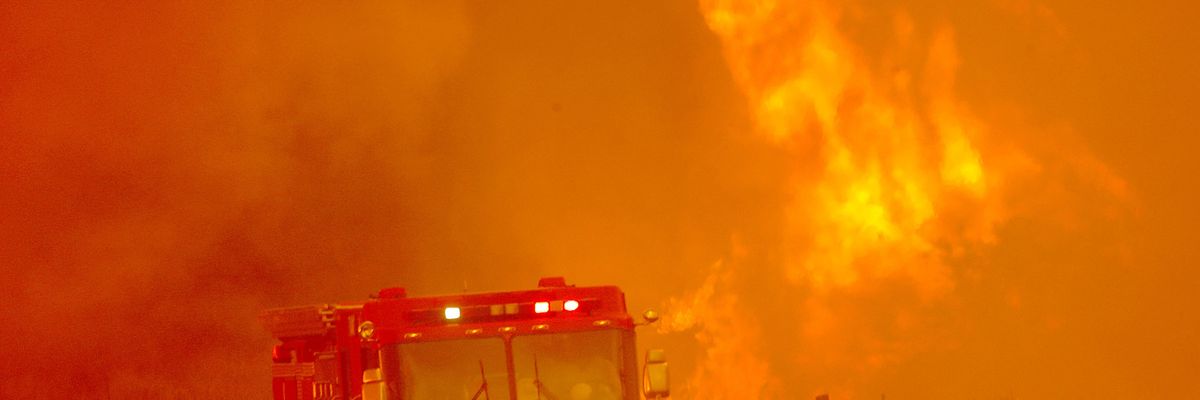 Firetruck in wildfire