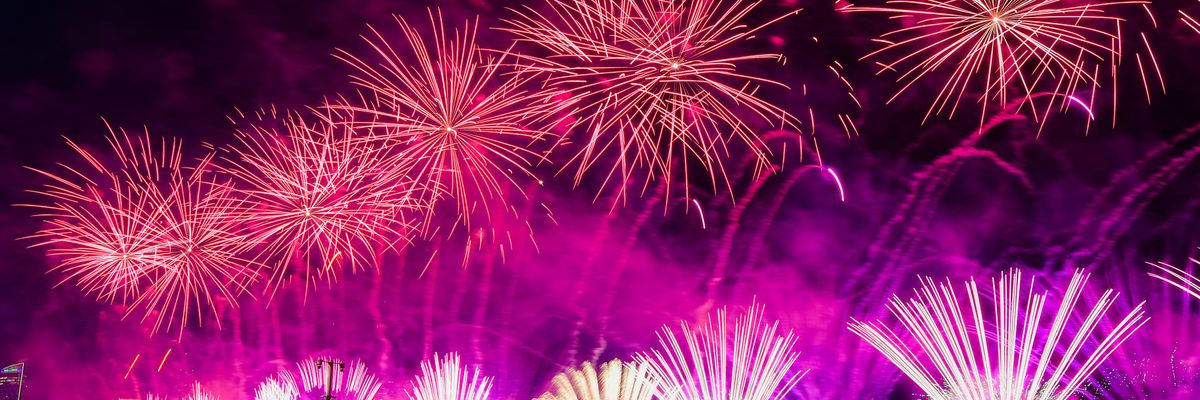 Fireworks during celebration of the second day of Eid al-Fitr in Doha, Qatar