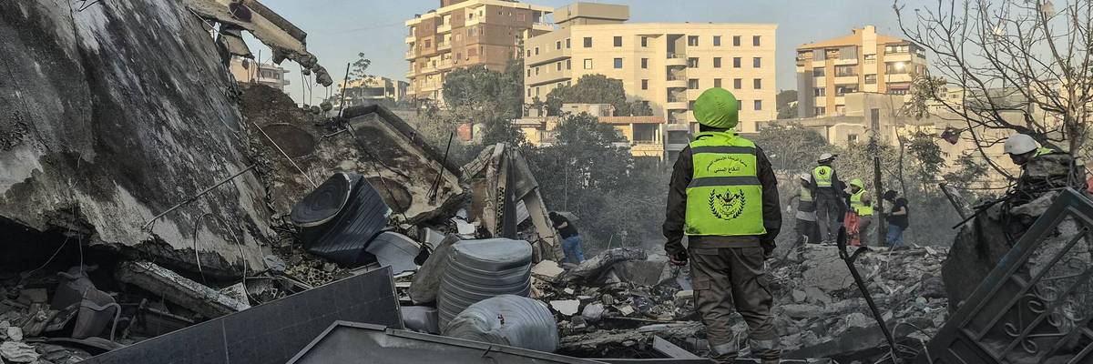 First responders search rubble in Lebanon