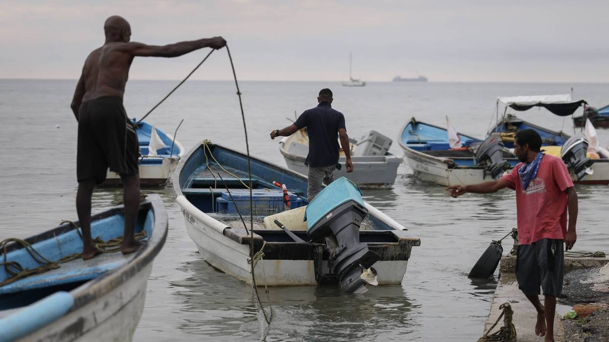 Fishermen at work in Trinidad and Tobago