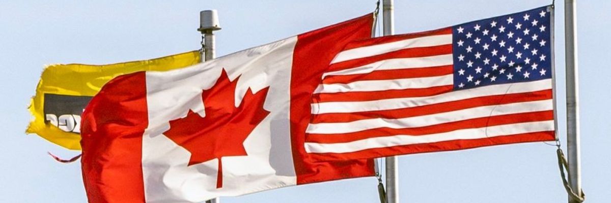 Flags from Canada and the United States