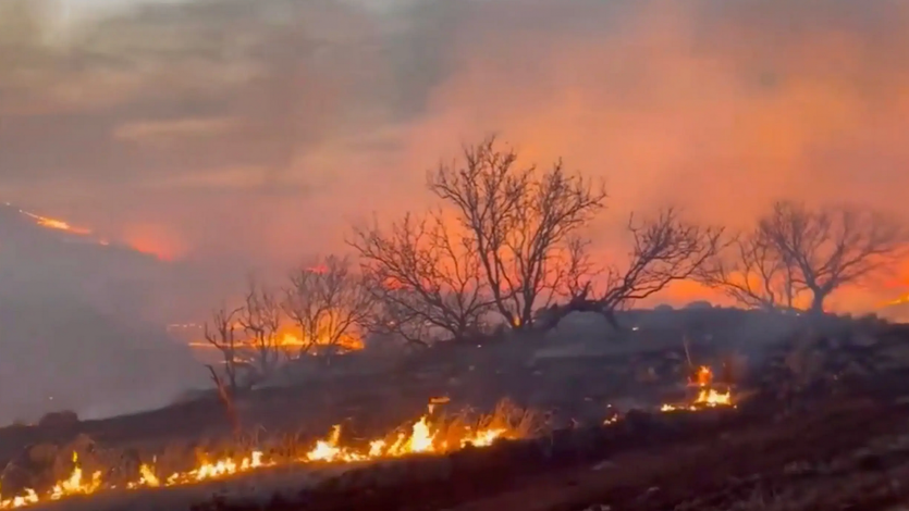 Flames are seen in the Texas Panhandle