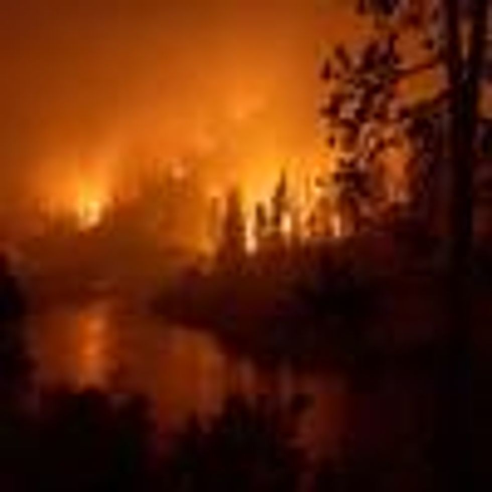 Flames burn during the McKinney Fire in the Klamath National Forest northwest of Yreka, California, on July 31, 2022.