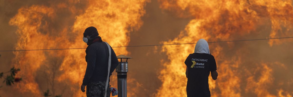 Flames engulf the village of Gennadi, Greece