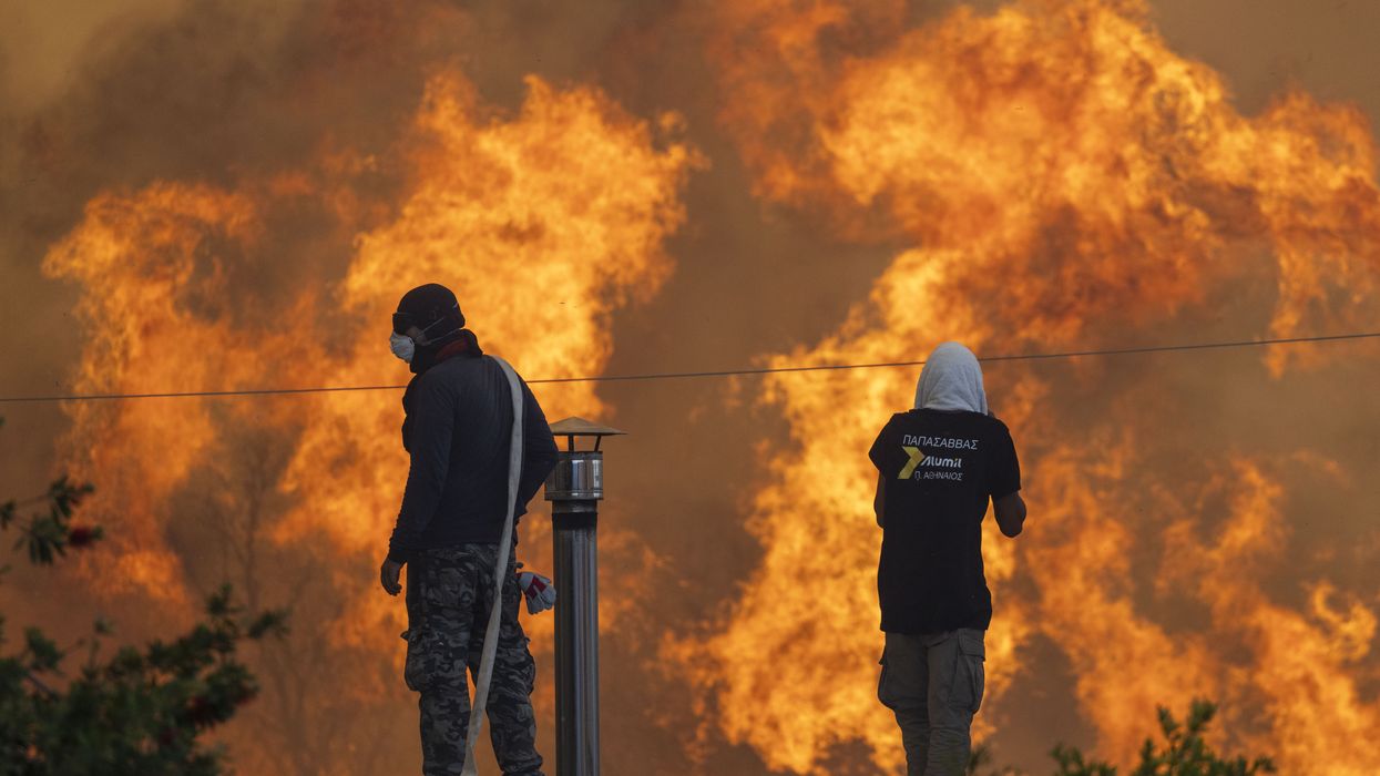 Flames engulf the village of Gennadi, Greece