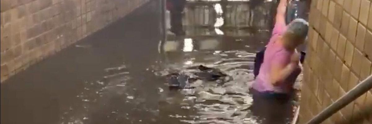 Flooding in a Manhattan subway