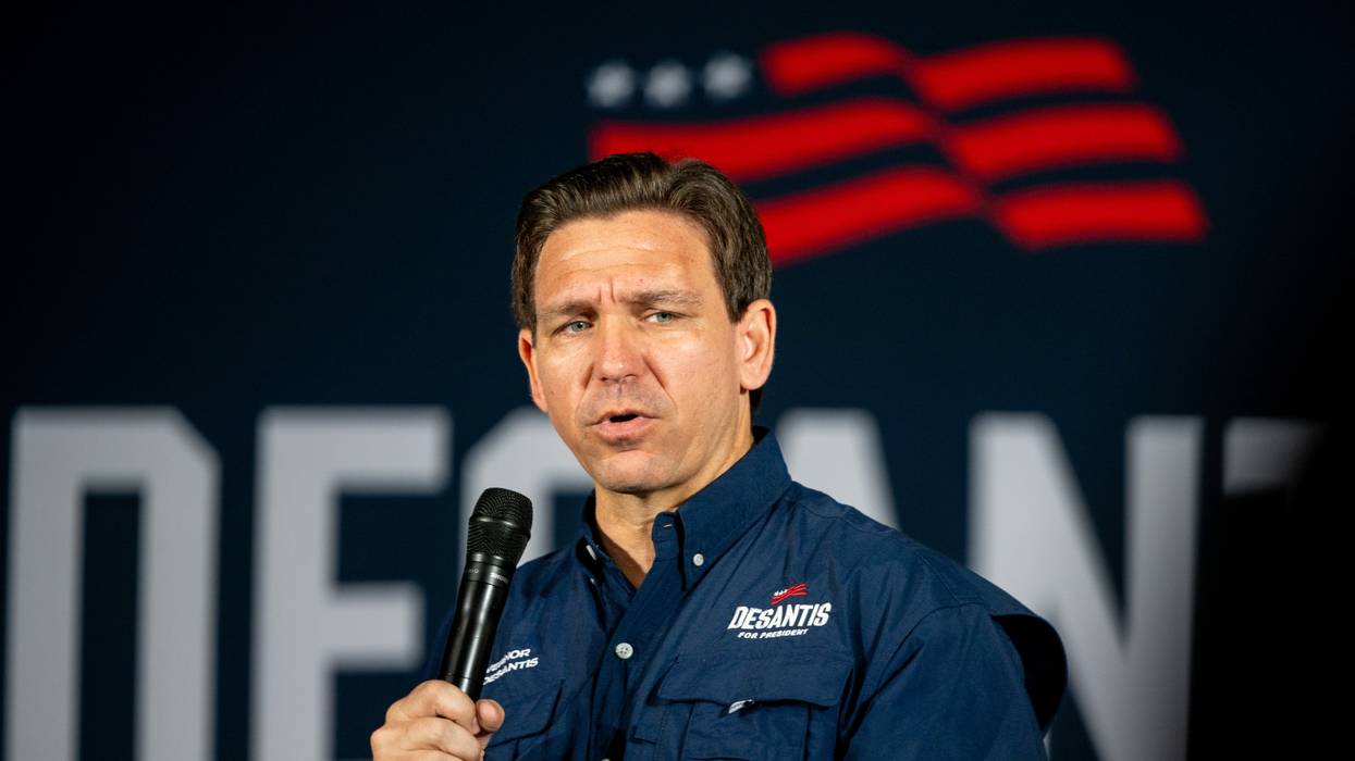 Florida Gov. Ron DeSantis, a Republican presidential candidate, speaks during a campaign rally