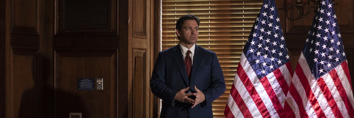 Florida Gov. Ron DeSantis appears at an event in Sarasota, Florida