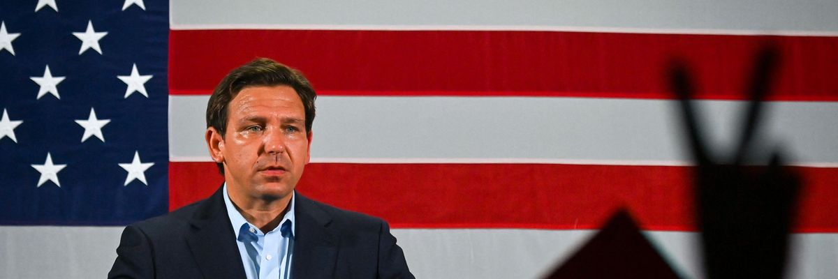 Florida Gov. Ron DeSantis speaks at a rally