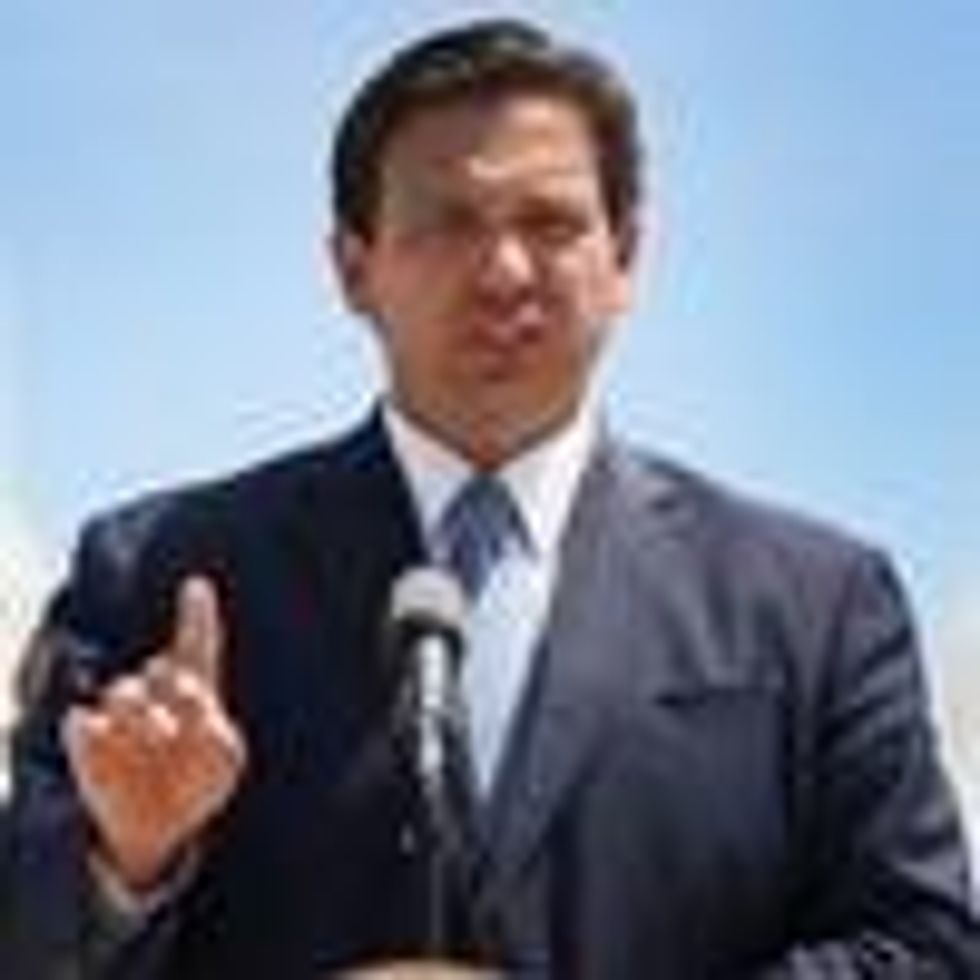 Florida Gov. Ron DeSantis speaks to the media about the cruise industry during a press conference at PortMiami on April 8, 2021 in Miami, Florida.
