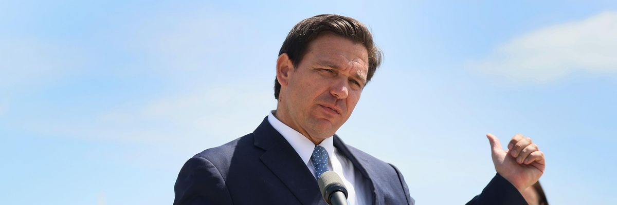 Florida Gov. Ron DeSantis speaks to the media in Miami