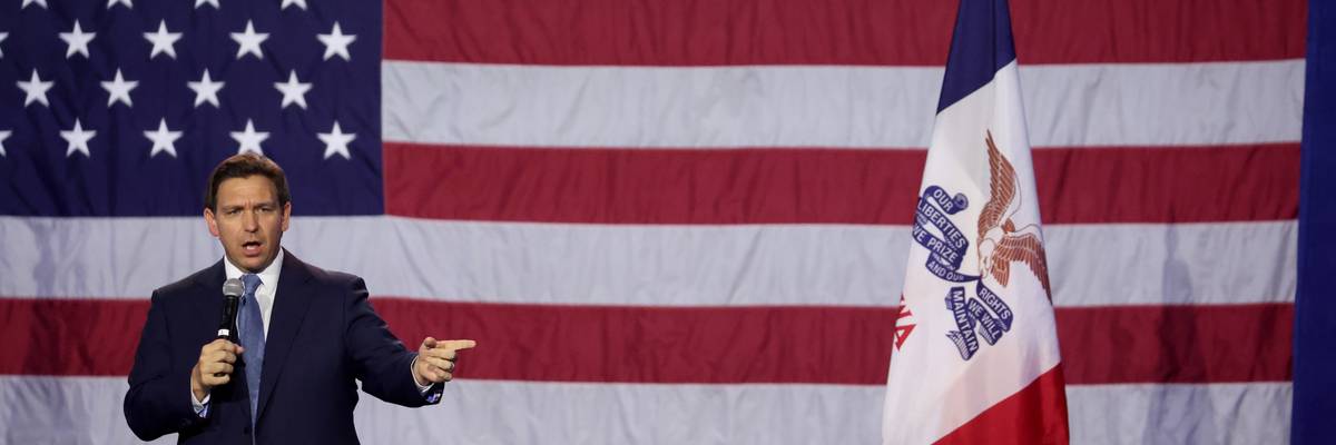 Florida Gov. Ron DeSantis, who is widely expected to seek the 2024 Republican nomination for president, speaks at the Iowa State Fairgrounds on March 10, 2023 in Des Moines.