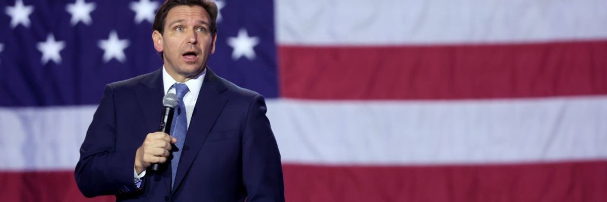 Florida Governor Ron DeSantis speaks in Iowa