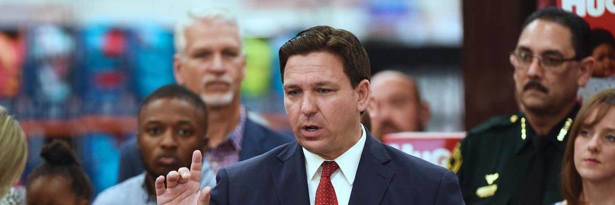 Florida's Republican Gov. Ron DeSantis speaks at a press conference