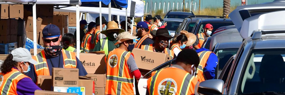 Food bank workers in California