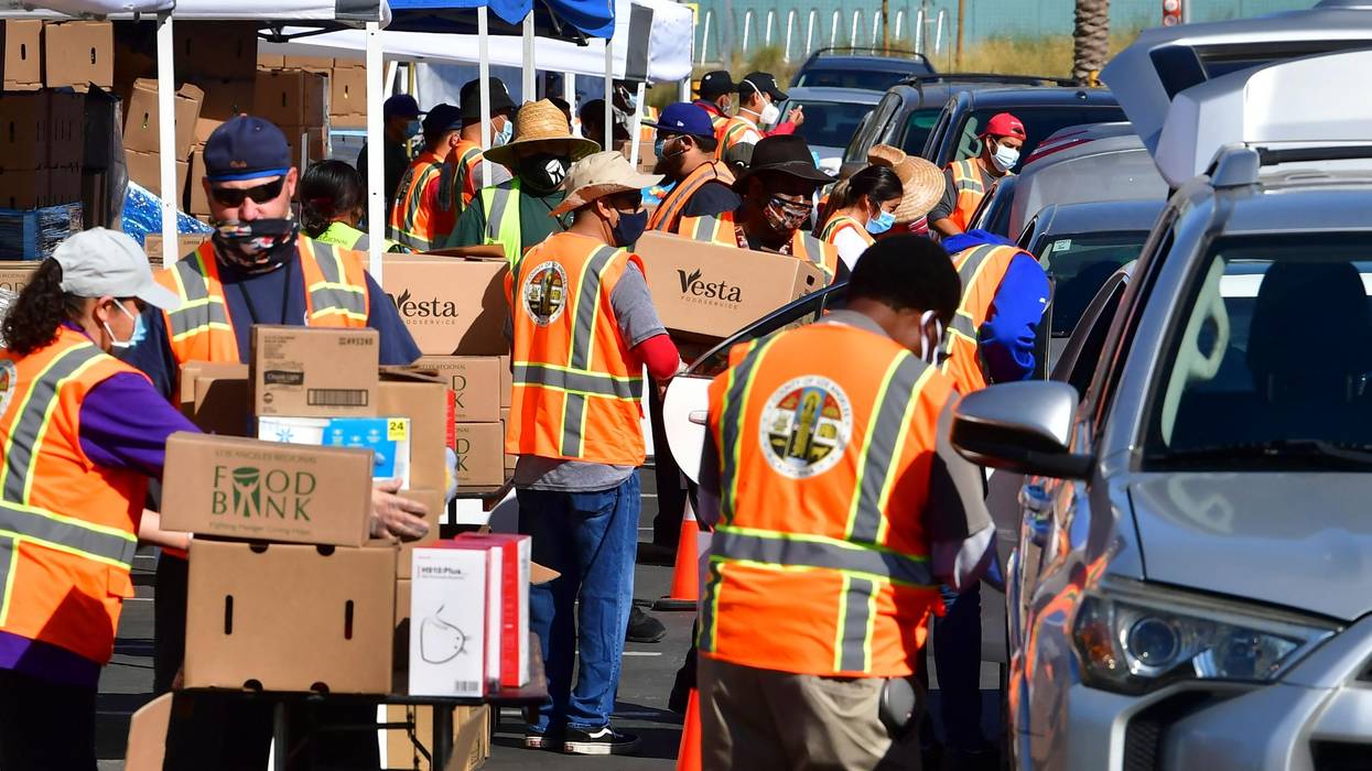 Food bank workers in California
