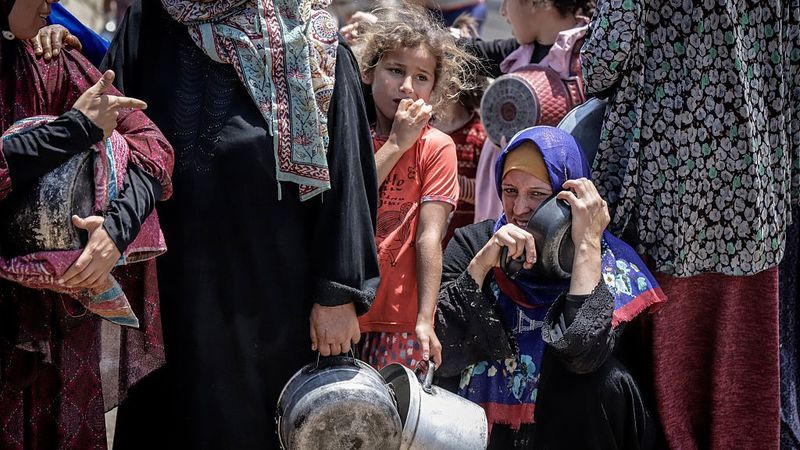 Food distributed to Palestinians in Gaza under Israeli attack and embargo