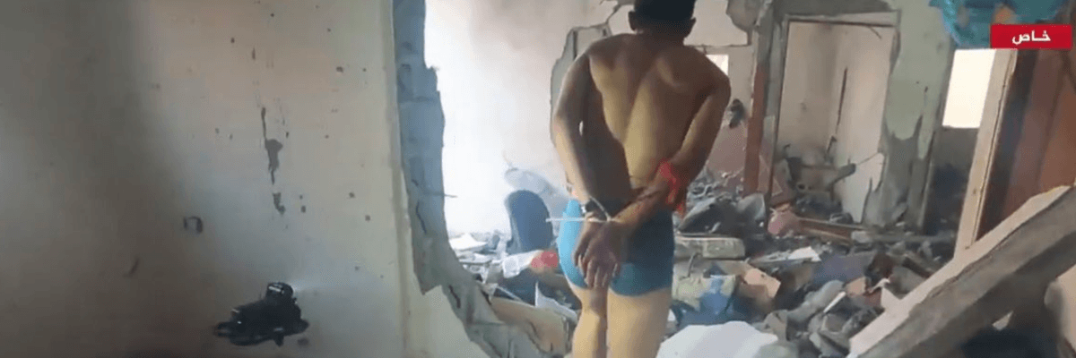 Footage shows a Palestinian man being used by the Israel Defense Forces as a human shield. 