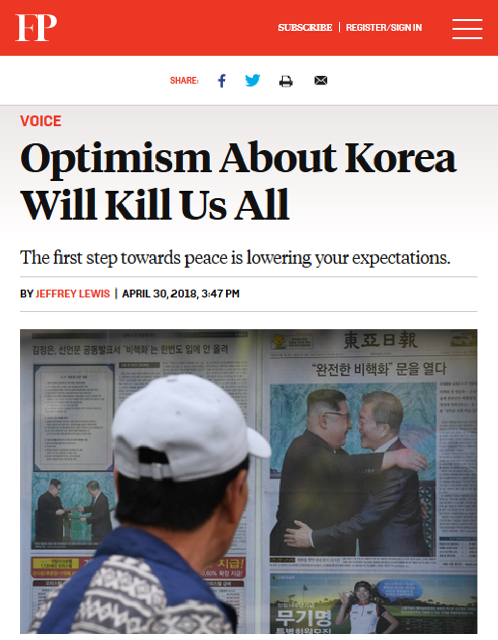 Foreign Policy: Optimism About Korea Will Kill Us All