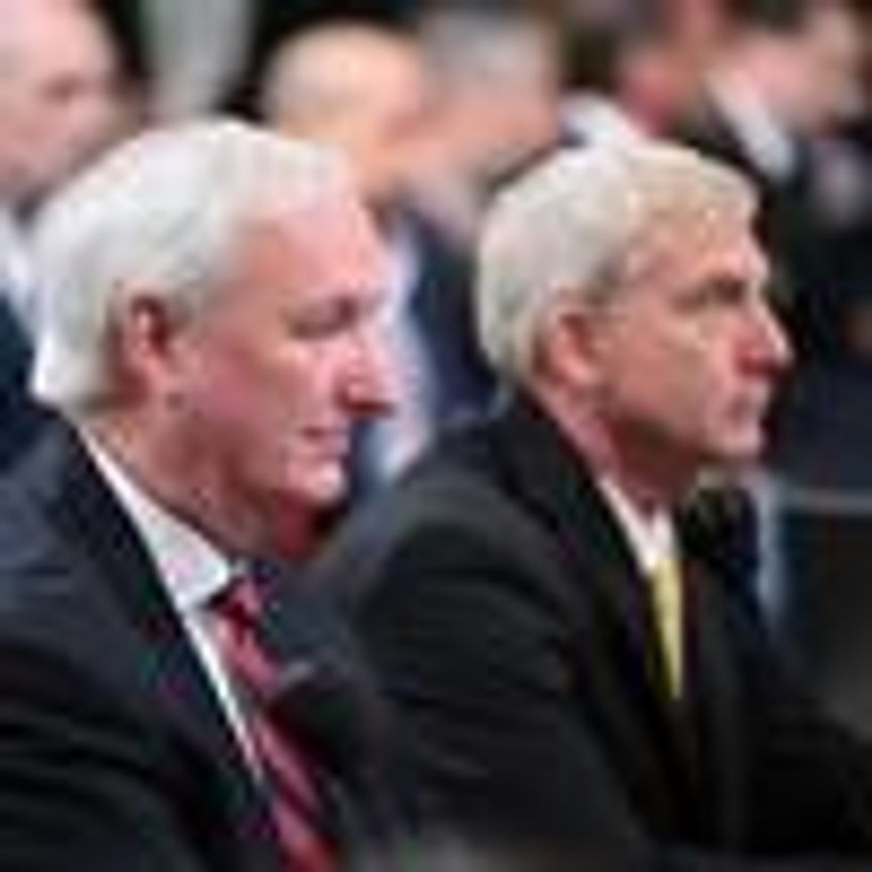 Former Acting Attorney General Jeffrey A. Rosen (L) and former Acting Deputy Attorney General Richard Donoghue (R) testify during the fifth hearing of the House Select Committee to Investigate the January 6 Attack on the U.S. Capitol in Washington, D.C. on June 23, 2022.