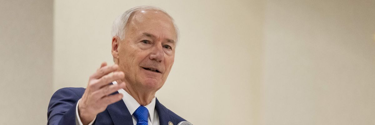 Former Arkansas Gov. Asa Hutchinson speaks before a meeting of the Republican Party of Orange County